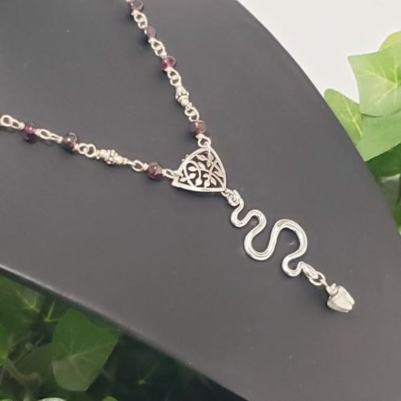 Sterling Silver Garnet Snake Necklace - Picture 12 of 16